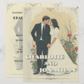 Romantische Vintage Trouwkoppel Kunst (Voorkant / Achterkant)