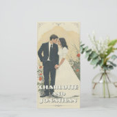 Romantische Vintage Trouwkoppel Kunst (Staand voorkant)
