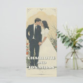 Romantische Vintage Trouwkoppel Kunst (Staand voorkant)