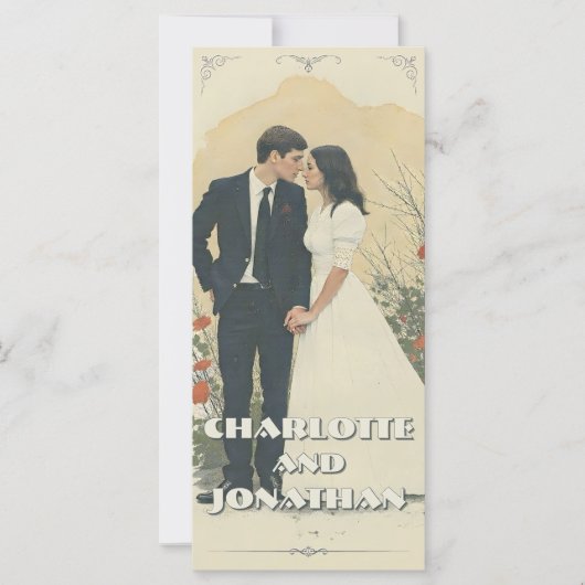 Romantische Vintage Trouwkoppel Kunst (Voorkant)