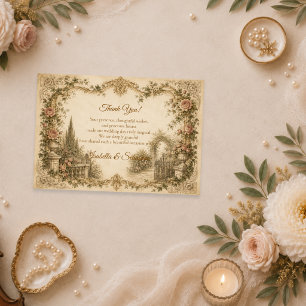 Romantische Vintage Tuin Bruiloft Bedankkaart