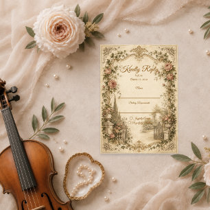 Romantische Vintage Tuin Bruiloft RSVP Kaartje