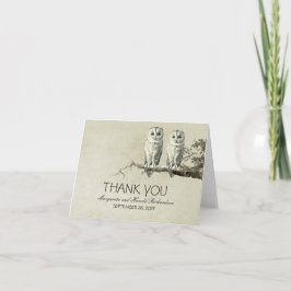 Romantische vintage twee UILEN trouwkaarten met da Bedankkaart