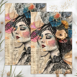 ROMANTISCHE VINTAGE VROUW DECOUPAGE TISSUEPAPIER
