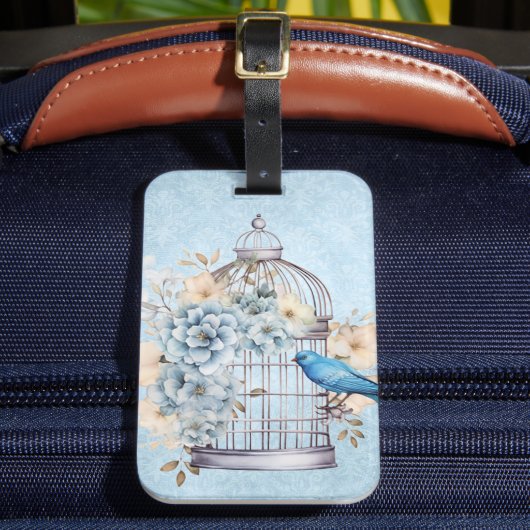 Romantische vintage waterverf bloemkooi bagagelabel (Voorkant Insitu 2)