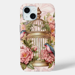 Romantische vintage waterverf bloemkooi iPhone 15 case
