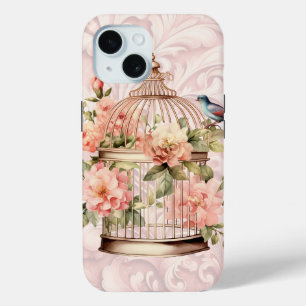 Romantische vintage waterverf bloemkooi iPhone 15 case
