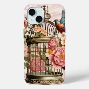Romantische vintage waterverf bloemkooi iPhone 15 case