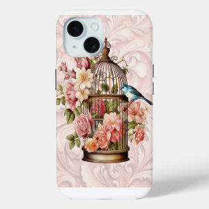 Romantische vintage waterverf bloemkooi iPhone 15 case