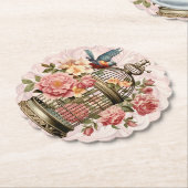 Romantische vintage waterverf bloemkooi kartonnen onderzetters (Gekanteld)