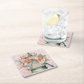 Romantische vintage waterverf bloemkooi kartonnen onderzetters (Insitu)