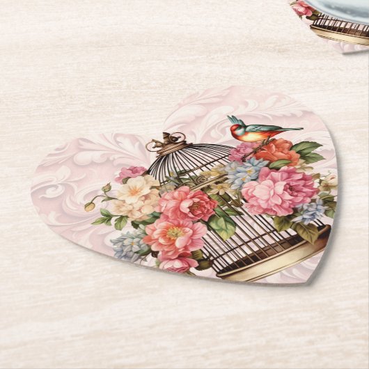 Romantische vintage waterverf bloemkooi kartonnen onderzetters (Gekanteld)