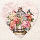 Romantische vintage waterverf bloemkooi kartonnen onderzetters (Voorkant)