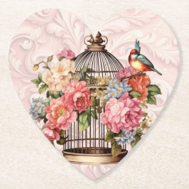 Romantische vintage waterverf bloemkooi kartonnen onderzetters