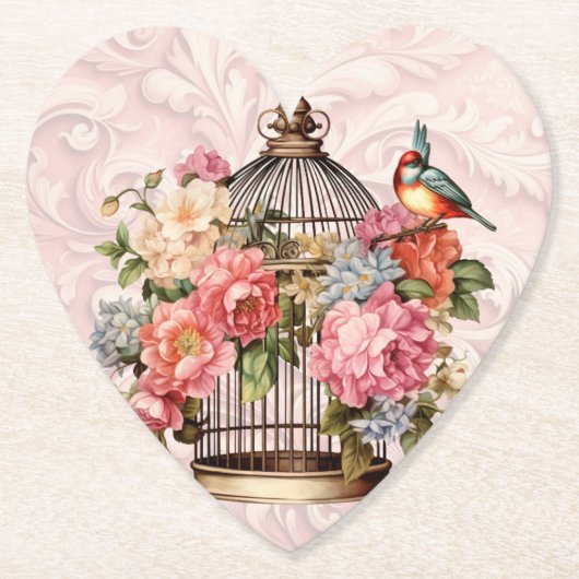 Romantische vintage waterverf bloemkooi kartonnen onderzetters (Voorkant)