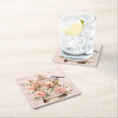 Romantische vintage waterverf bloemkooi kartonnen onderzetters (Insitu)