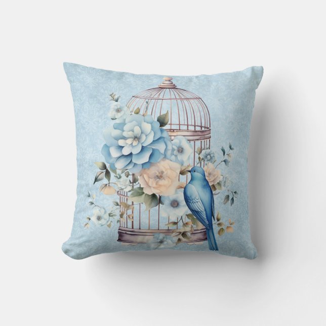 Romantische vintage waterverf bloemkooi kussen (Voorkant)
