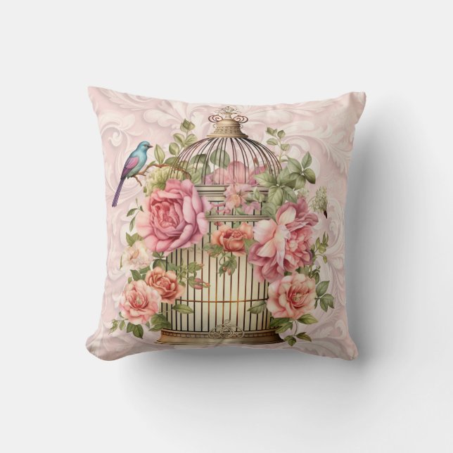 Romantische vintage waterverf bloemkooi  kussen (Voorkant)