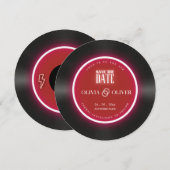 Romantische vinyl plaat huwelijksaankondiging save the date (Voorkant / Achterkant)