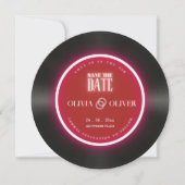Romantische vinyl plaat huwelijksaankondiging save the date (Voorkant)
