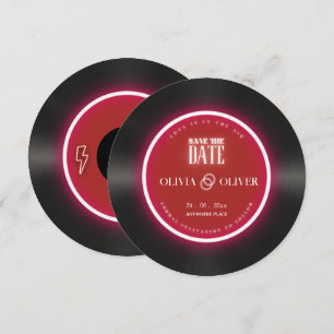 Romantische vinyl plat huwelijksaankondiging save the date