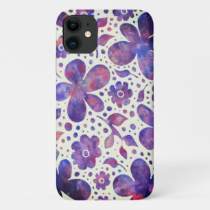 Romantische Violet Flowers en Leaves Original Art Case-Mate iPhone Case