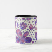 Romantische Violet Flowers en Leaves Original Art Mok (Midden)