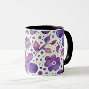 Romantische Violet Flowers en Leaves Original Art Mok