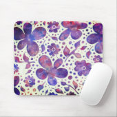 Romantische Violet Flowers en Leaves Original Art Muismat (Met muis)