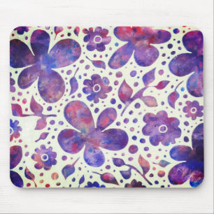 Romantische Violet Flowers en Leaves Original Art Muismat