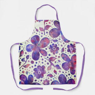 Romantische Violet Flowers en Leaves Original Art Schort