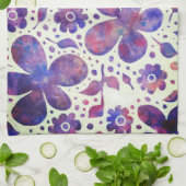 Romantische Violet Flowers en Leaves Original Art Theedoek (Gevouwen)