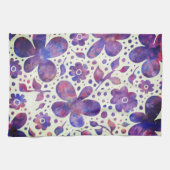 Romantische Violet Flowers en Leaves Original Art Theedoek (Horizontaal)