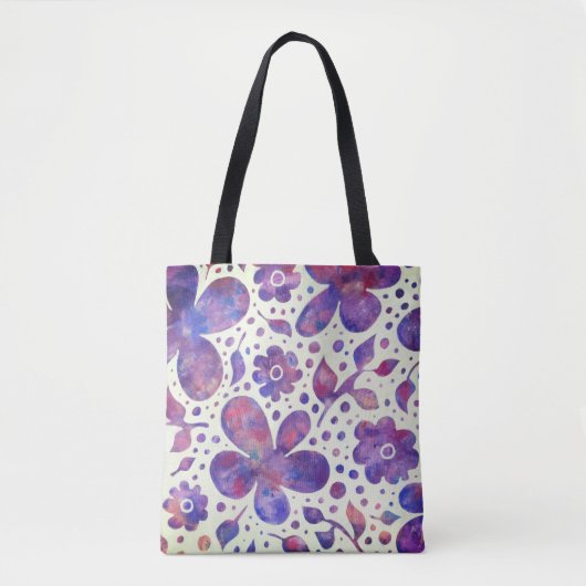 Romantische Violet Flowers en Leaves Original Art Tote Bag (Voorkant)