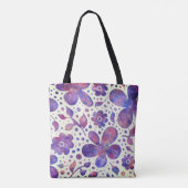 Romantische Violet Flowers en Leaves Original Art Tote Bag (Achterkant)