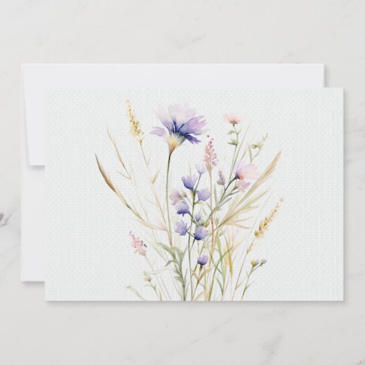 Romantische violette bloem bruiloft uitnodiging (Achterkant)