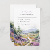 Romantische violette bloemen bos Bruiloft RSVP Kaa Informatiekaartje (Voorkant / Achterkant)