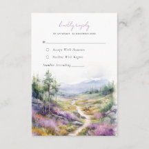 Romantische violette bloemen bos Bruiloft RSVP Kaa