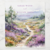 Romantische violette bloemen bos bruiloft wijn wijn etiket (Enkel label)