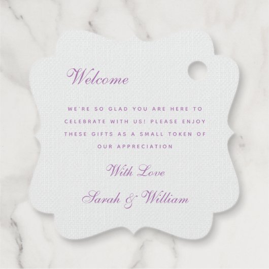 Romantische violette bloemen bruiloft gunst Labels (Achterkant)