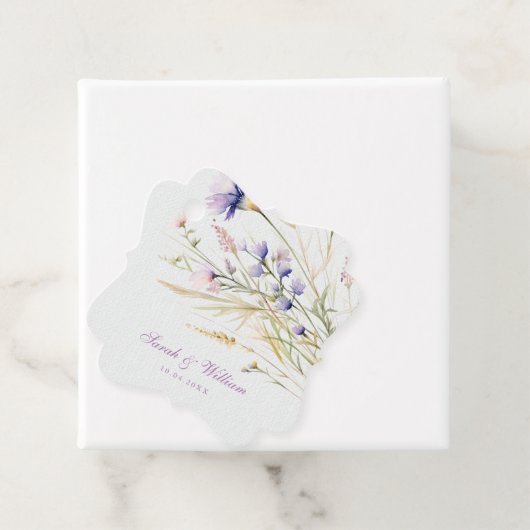 Romantische violette bloemen bruiloft gunst Labels (In situ)