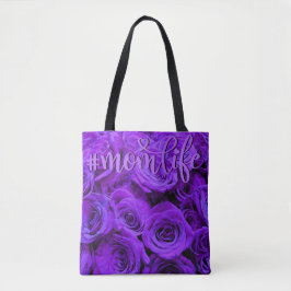 Romantische violette paarse rozen  paarse bloemen tote bag