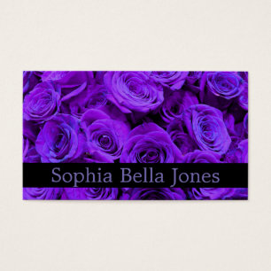 Romantische violette paarse rozen, rozenbouquet visitekaartjes