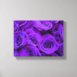 romantische violette paarse rozen ,  rozenroos bou canvas afdruk