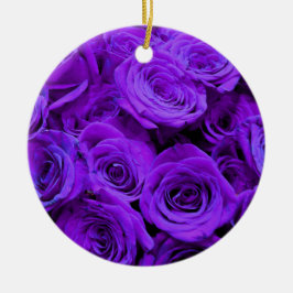 romantische violette paarse rozen ,  rozenroos bou keramisch ornament