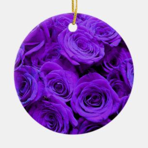 romantische violette paarse rozen , rozenroos bou keramisch ornament