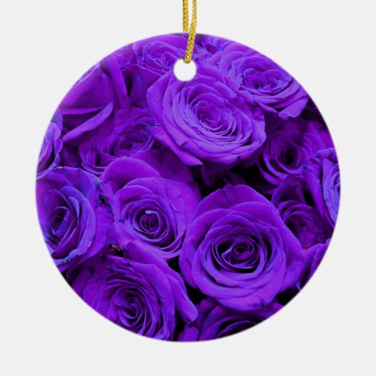 romantische violette paarse rozen , rozenroos bou keramisch ornament (Voorkant)