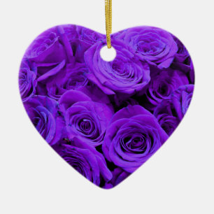 romantische violette paarse rozen ,  rozenroos bou keramisch ornament