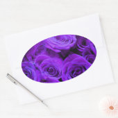 romantische violette paarse rozen , rozenroos bou ovale sticker (Envelop)