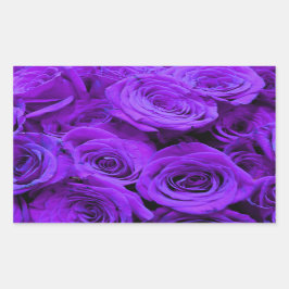 romantische violette paarse rozen ,  rozenroos bou rechthoekige sticker